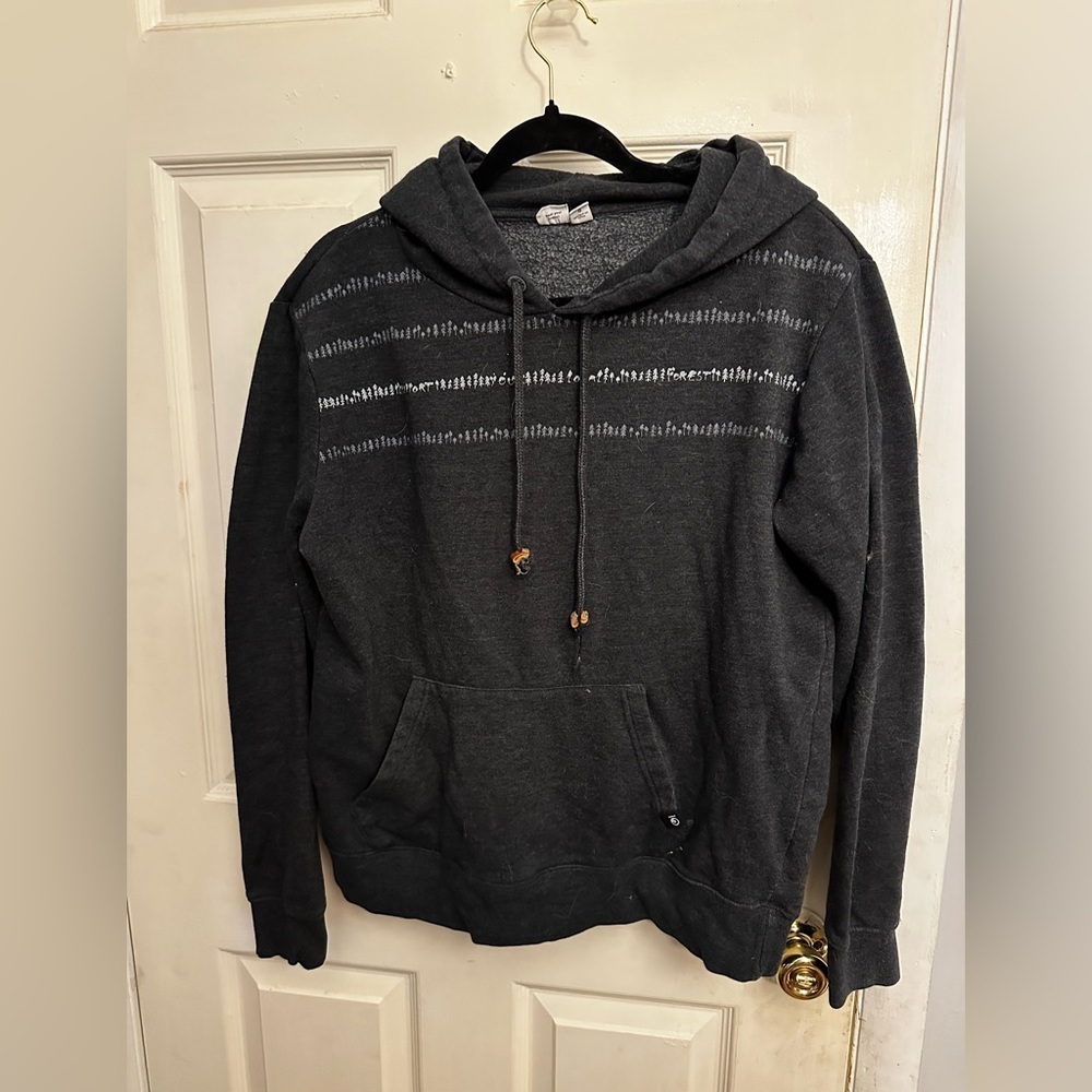 Women’s Ten Tree fleece pullover hoodie/ sweatshirt gray with trees size large